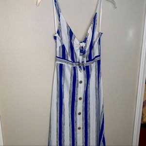 Blue and white striped dress